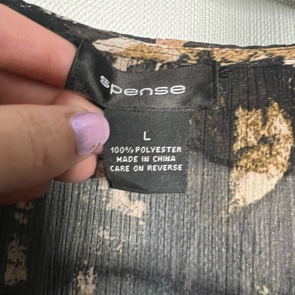 Spense Black and Beige Sheer Sleeveless Blouse - Picture 3 of 9